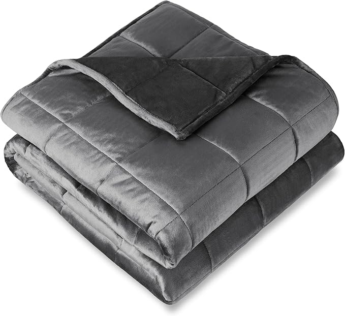 Bare Home Minky Fleece Weighted Blanket (Grey, 40"x60" 10lbs) | Twin or Full Size, Minky Fleece, Premium Heavy Blanket Nontoxic Glass Beads