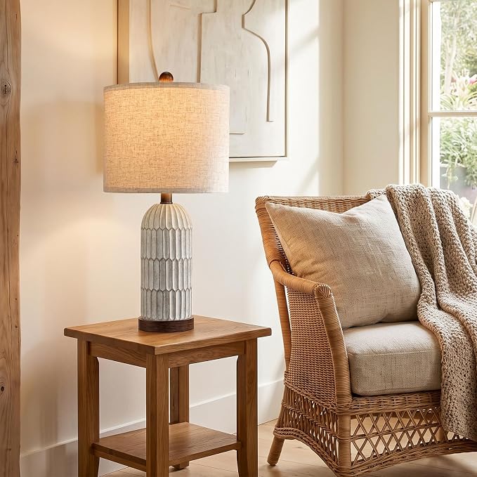 OYEARS 22" Bedside Table Lamps Set of 2, Farmhouse Lamp with USB,Dark Brown | Vintage Nightstand Lamp for Bedroom, Retro Design, Home decor for living Room, Nursery, Home Office, End Side table, Hallway