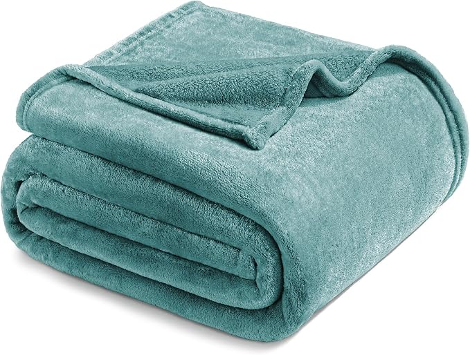 Exclusivo Mezcla Soft Large Fleece Throw Blanket for Couch, Celadon | 50x70 Inches, Double-Sided Brushed Flannel, Lightweight Plush Cozy Blanket for Home Decor, All Season, Machine Washable