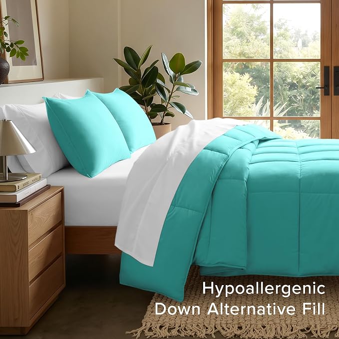 Bare Home Comforter Set - 1800 Ultra Soft (Twin/Twin XL, Turquoise) | All-Season, Breathable, Hypoallergenic, Premium 1800, Warm, Cozy