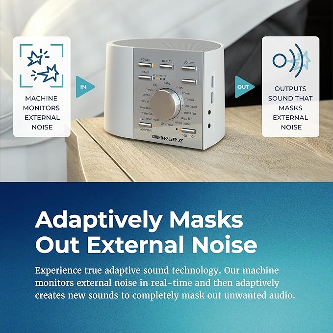 Adaptive Sound Technologies Sound + Sleep SE White Noise Machine, White | White Noise Machine for Focus Support with a Convenient Sleep Timer, Built-in Headphone Jack, and Precision Volume Settings