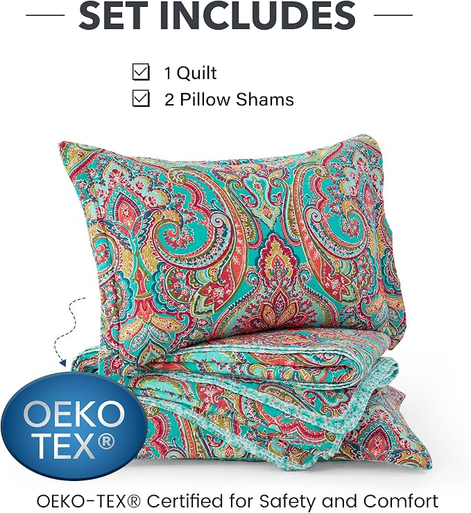 Cotton Bedspread Quilt Sets-Reversible Patchwork Coverlet Set, European Gorgeous Floral Pattern, Twin Size