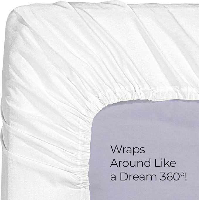 Pack of 2 Twin XL Fitted Sheet, Fits Up to 16 Inch Deep Pocket, White | Hotel Comfort, Cooling & Breathable Cotton like Polyester, Easy Fit, Wrinkle & Fade Resistant, Snug Fit, Easy Care, Oeko-Tex