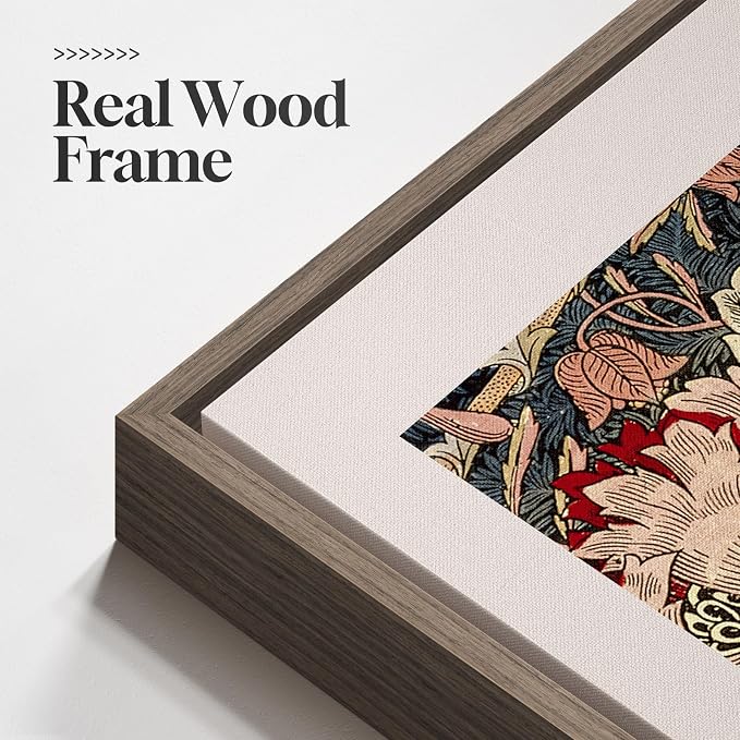 Large Framed William Morris Vintage Wall Art for Living Room, 5 Piece | Fine art, Canvas, Colorful, Botanical, Floral, Aesthetic, Easy to hang, Waterproof, Bedroom/Office/Hallway/Wall decor