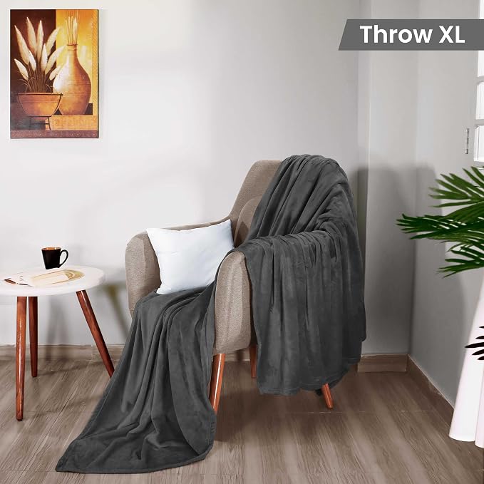 Utopia Bedding Soft Fleece Bed Blanket Throw XL Size Grey (50x70 Inch) | Microfiber Plush Warm Lightweight Breathable Cozy Blanket Anti-Static, All Season Use, Gift for Women and Men