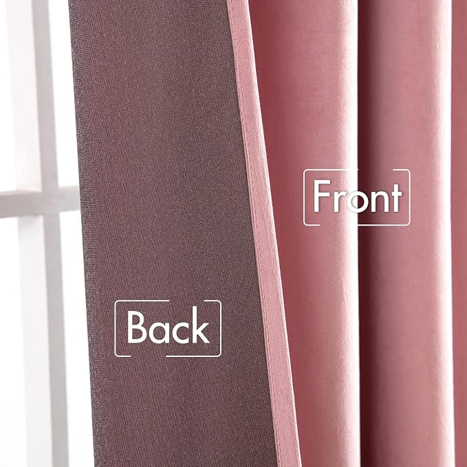 MIULEE Velvet Curtains 52x108 inches 2 Panels Blush Pink Blackout Curtains | Luxury, Bedroom Living Room, Thermal Insulated, Super Soft Window Drapes, Rod Pocket & Back Tab