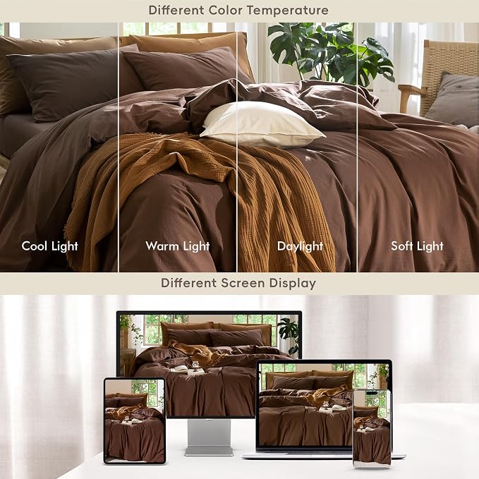 MooMee Duvet Cover Set 100% Washed Cotton Linen Like Oversized Queen | Relaxed Linen-like Texture. Soft, Breathable & Long-lasting Comfort. Lightweight. Hidden Zipper with 8 Interior Corner Ties