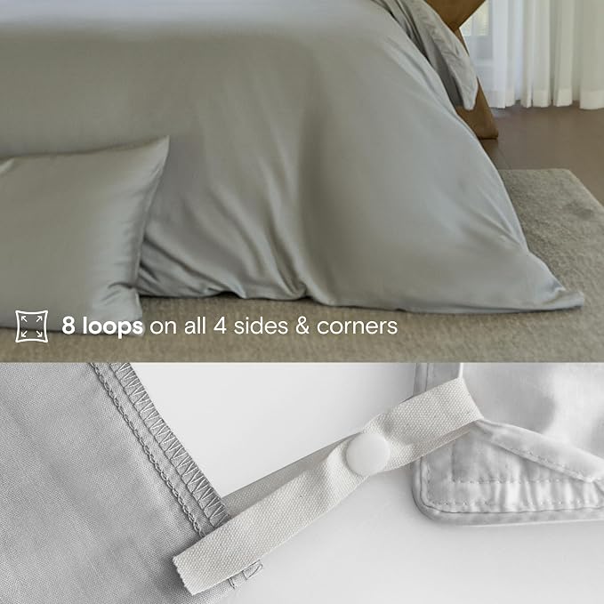 DOZ Duvet Cover Set, 100% Viscose derived from Bamboo, Organically Grown, Buttery Soft, Cooling Duvet Covers, High GSM, 1 Duvet Cover and 1 Pillowcase, 70"x90" (Dove, Twin/Twin XL)