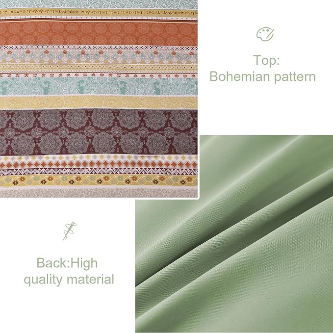 Cottolester Boho Comforter Set Queen Size,8 Pieces Sage Green and Orange Bohemian Striped Bed in a Bag,Paisley Soft Microfiber Bedding Comforter Set
