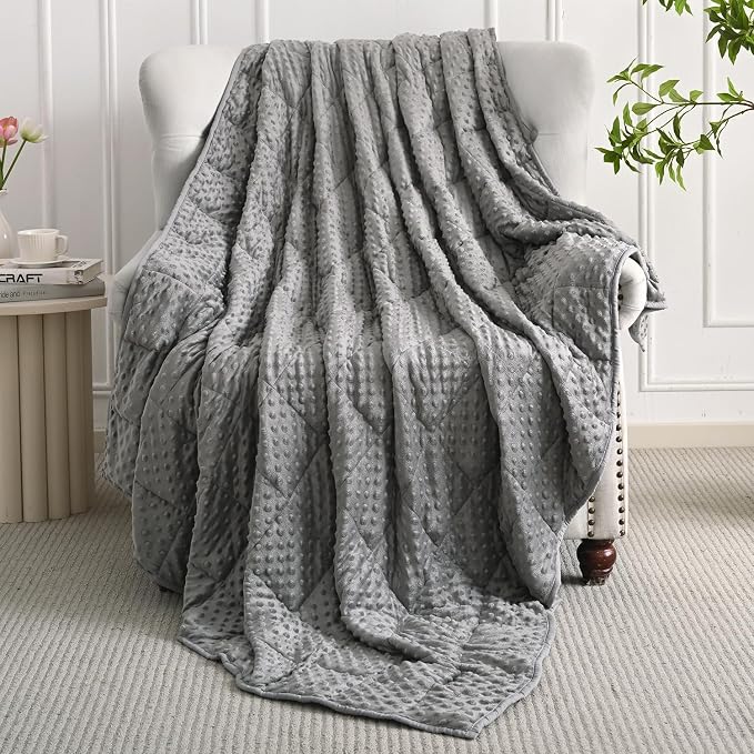 Mr. Sandman Weighted Blanket for Adults, Full Size 12 lbs, 48 x 72 Inches | Cooling Soft Minky for Hot Sleepers; Machine Washable; Filled with Glass Beads; Heavy Bed Throw for Sleep; Grey