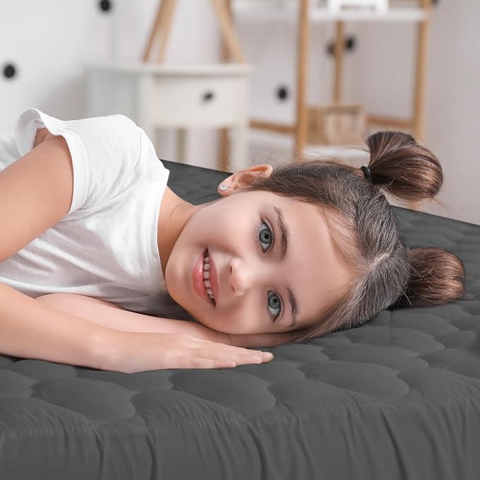 Waterproof Twin Mattress Protector, Quilted Fitted Mattress Pad, Grey | Deep Pockets fits upto 16" Deep, 100% Waterproof Mattress Cover Soft Breathable & Noiseless Mattress Topper by Utopia Bedding