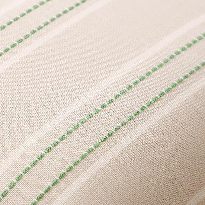 Hckot Stripe Throw Pillow Covers 20x20 Set of 2 Light Green Pillow Covers | Farmhouse Decorative Pillows Textured Linen Square Cushion Covers for Sofa Couch Bed Living Room Decor
