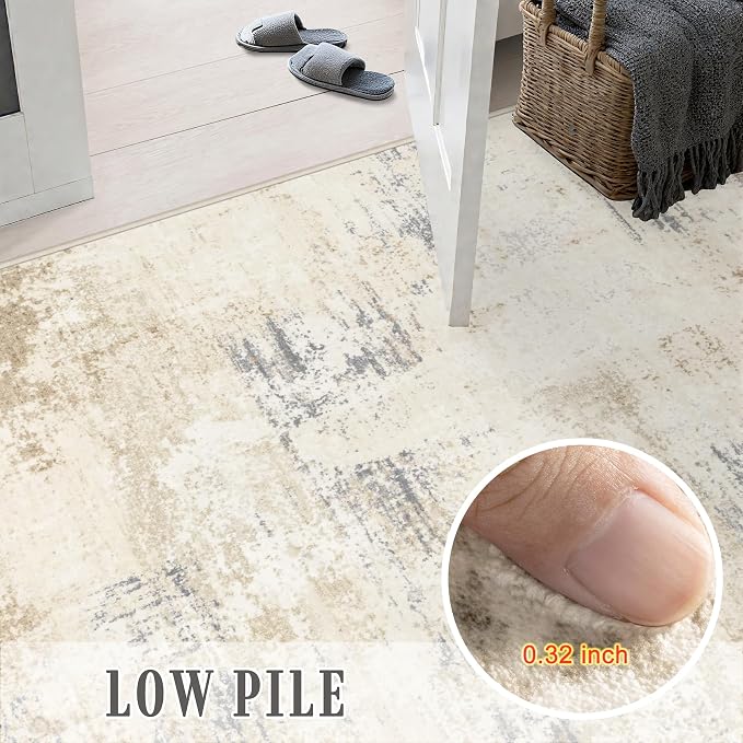 Round Area Rug Living Room: 4 ft Modern Washable Indoor Carpet | For Bedroom Dining Room Farmhouse Nursery Hallway Office,Modern Abstract,Machine washable,Non-Slip,Stain Resistant,Indoor