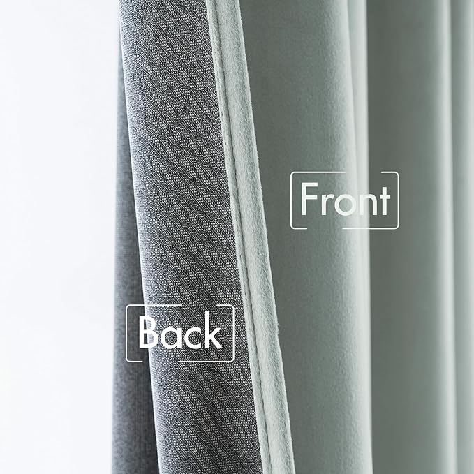 MIULEE Velvet Curtains 52x84 inches 2 Panels Misty Blue Blackout Curtains | Luxury, Bedroom Living Room, Thermal Insulated, Super Soft Window Drapes, Rod Pocket & Back Tab