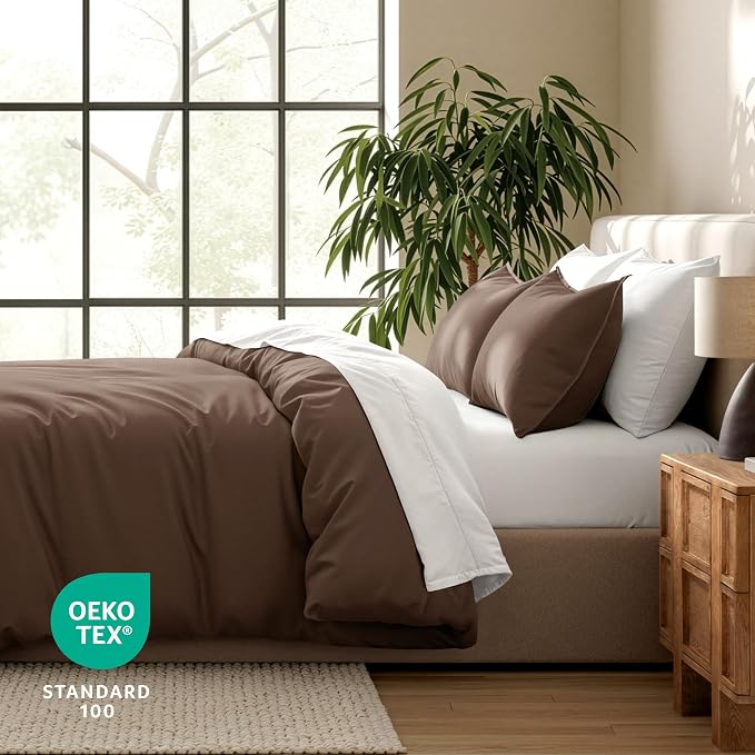 Bare Home Duvet Cover Set 1800 Ultra-Soft (California King, Cocoa) | Lightweight, Cooling, Breathable, Premium 1800 Ultra-Soft, All-Season
