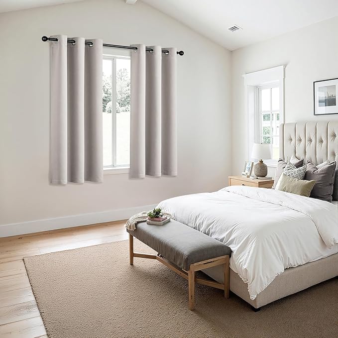MIULEE Blackout Curtains for Bedroom 2 Panels 40 x 54 Inch Long Cobblestone | Thermal Insulated, Living Room Darkening Grommet Drapes, Noise Reducing, Light Blocking Window Treatments