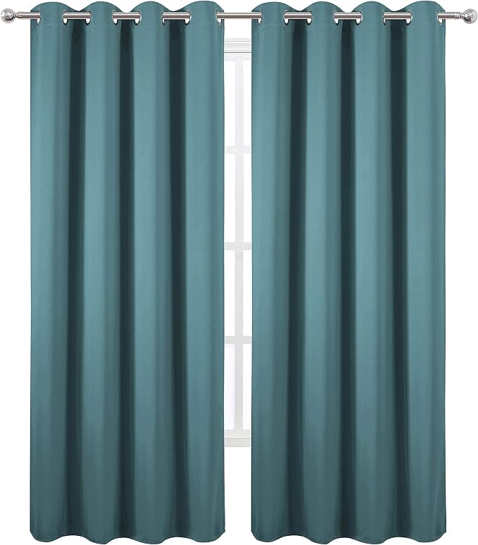 Sea Teal Thermal Blackout Curtains/52 x 84 Inch/Set of 2 Panels Room Darkening Curtains