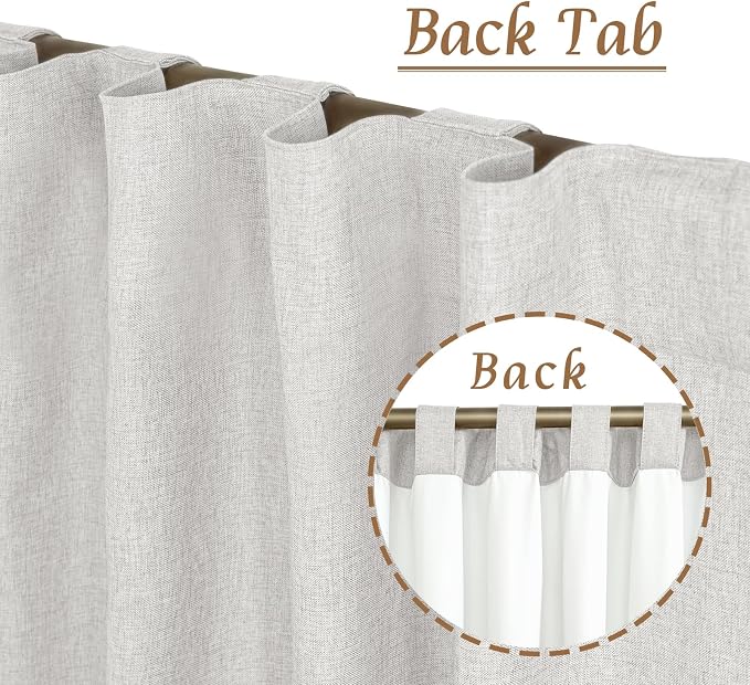 Full Blackout Linen Kitchen Window Curtains 36 Inches 2 Panels | Light Grey, Privacy Protected, Curtains for Bathroom, Basement, Rod Pocket Back Tab Panels, with White Liner, 29 x 36 Inch
