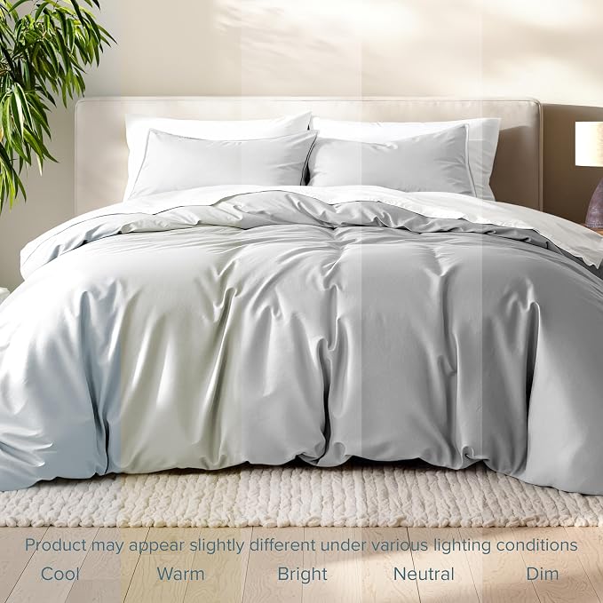 Bare Home Duvet Cover Set 1800 Ultra-Soft (Oversized King, Cloud Grey) | Lightweight, Cooling, Breathable, Premium 1800 Ultra-Soft, All-Season