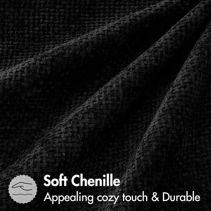 MIULEE Decorative Couch Throw Pillow Covers 18x18 Inch Black 2 Pack | Modern Boho Accent, Soft Chenille Pillow Covers, Farmhouse Cushion Cases for Home Decor Bed Sofa Living Room