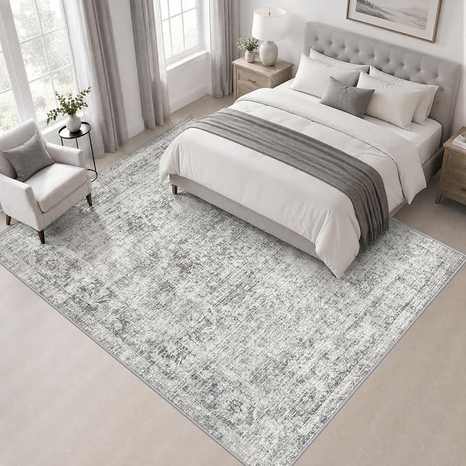 Area Rug Living Room: 4x4 Modern Washable Soft Carpet Black Grey | For Bedroom Dining Room Farmhouse Nursery Hallway Office,Modern Abstract,Machine washable,Non-Slip,Stain Resistant,Indoor