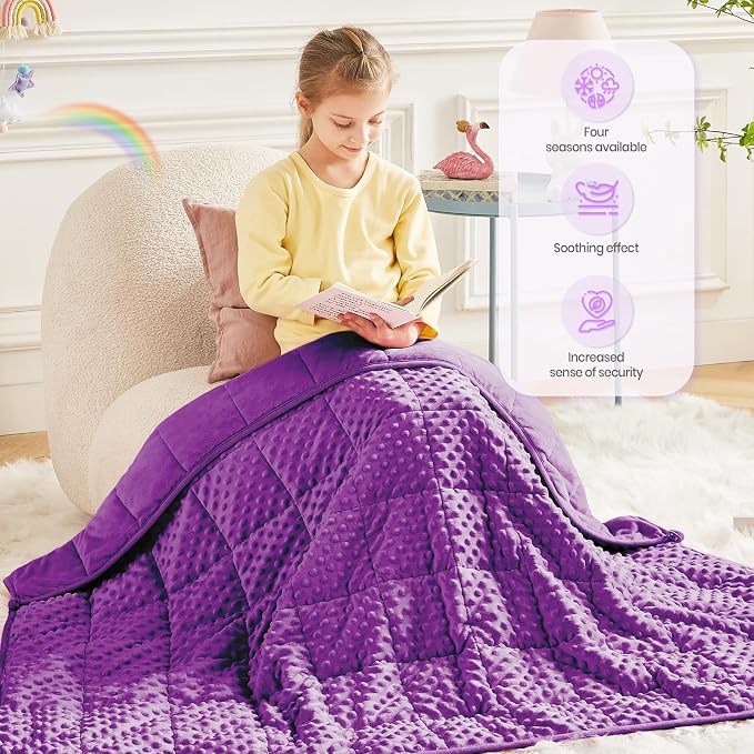Weighted Blanket - 3 lbs Purple Minky Heavy Blanket - Small Size Breathable Lap Blanket(36"x48", 3 lbs)