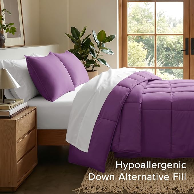 Bare Home Comforter Set - 1800 Ultra Soft (Twin/Twin XL, Plum) | All-Season, Breathable, Hypoallergenic, Premium 1800, Warm, Cozy