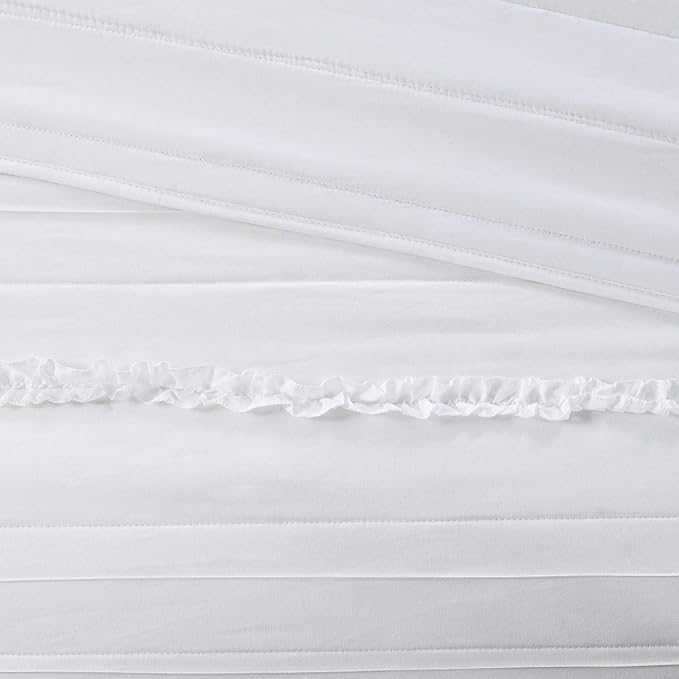 Madison Park Modern All-Season Breathable White Queen Quilt Set, 4pc | Down Alternative Bedding Set, Lightweight, Machine Washable, Easy Care, Cozy, Coverlet, Soft, Warm