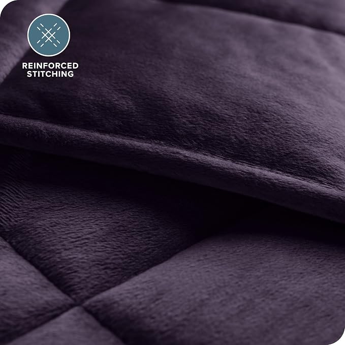 Bare Home Minky Fleece Weighted Blanket (Eggplant, 40"x60" 10lbs) | Twin or Full Size, Minky Fleece, Premium Heavy Blanket Nontoxic Glass Beads