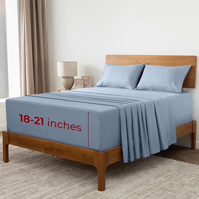 Mellanni Iconic 4-Piece, Ultra Soft Sheet Set (Queen, Blue Hydrangea) | 10M+ Sleepers. Lab-tested: Sleeps Cool, Stays Bright, Strong, Smooth. Good Housekeeping Best Bedding, 7 yrs running.
