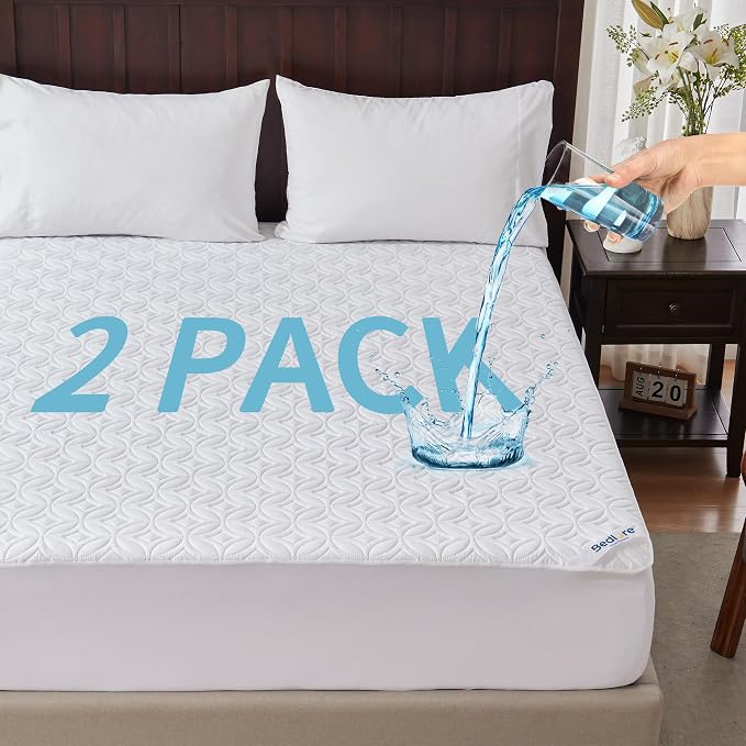 2 Pack Waterproof Mattress Protector King Size, Deep Pocket Fit, Washable | Bedlore Soft Breathable Bed Mattress Cover Pad, Fits 6-18 Inch Deep Mattresses, Ideal for Bedroom, Hotel, White