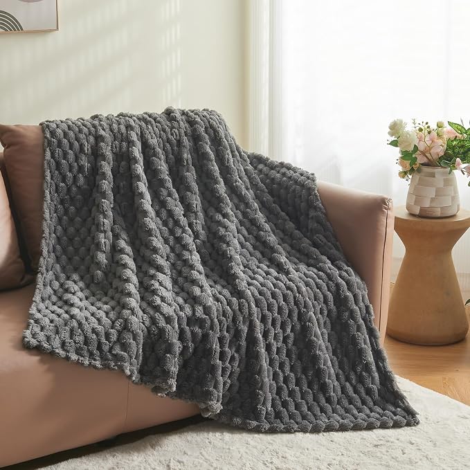 NEWCOSPLAY Fleece Clouds Cozy Twin Blanket for Couch, Grey, 60"x80" | Premium Silky Flannel Blanket, Soft Lightweight Fluffy Throw Blanket for Bed Sofa Decor, Gift for All Season Use