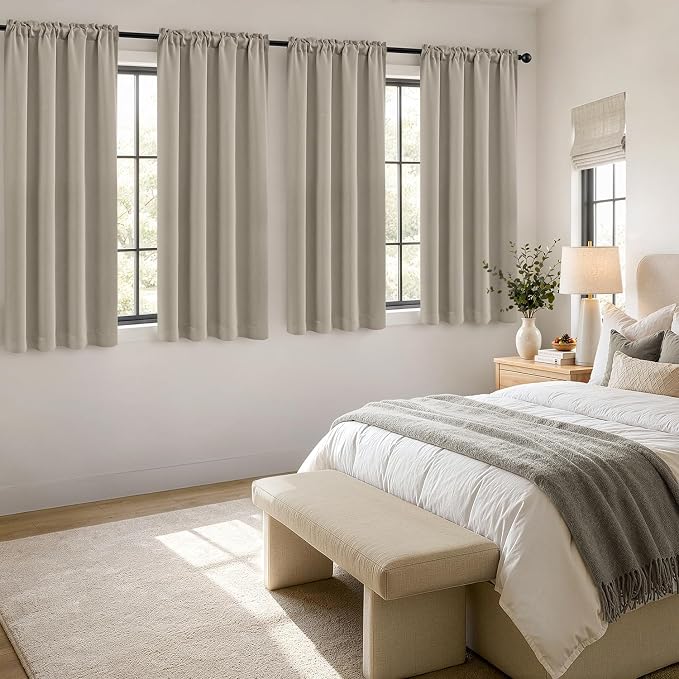 MIULEE Cobblestone Blackout Curtains 4 Panels Set 72 Inch Length Bedroom | Thermal Curtains for Summer Heat, Light Blocking Privacy Window Drapes, Top&Bottom Rod Pocket