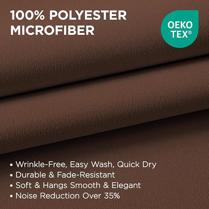 Joydeco Blackout Curtains 45 inch Length 2 Panels Set, Thermal Insulated Long Curtains & Drapes 2 Burg, Room Darkening Grommet Drapes for Bedroom Living Room Windows (W52 x L45 Inch, Brown)
