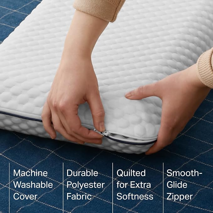 Weekender Cooling Gel Memory Foam Camping Pillow – Travel Size, Ventilated Cooling Pillow for Side & Back Sleepers, Neck Support, Compact with Carry Bag, Washable Cover