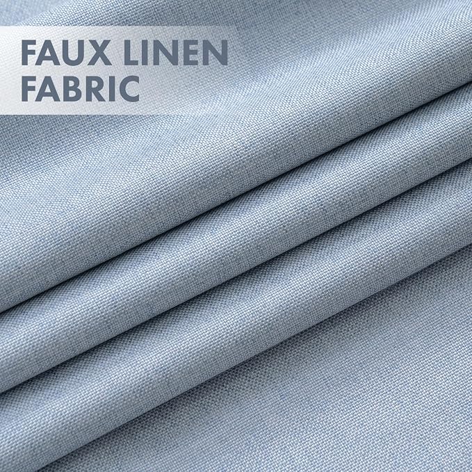MIULEE 100% Blackout Linen Curtains for Bedroom 40W x 96L Light Blue | 2 Panels, 96 inches Long, Thermal Insulated, Room Darkening, Black Out Drapes for Living Room, Back Tab Rod Pocket