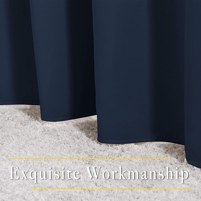 NICETOWN Navy Blue Blackout Curtains 102 inch Length, Grommet Energy Saving Thermal Drapes Sound Reducing Heat Blocking Window Treatments for Living Room, 2 Panels, W52 x L102