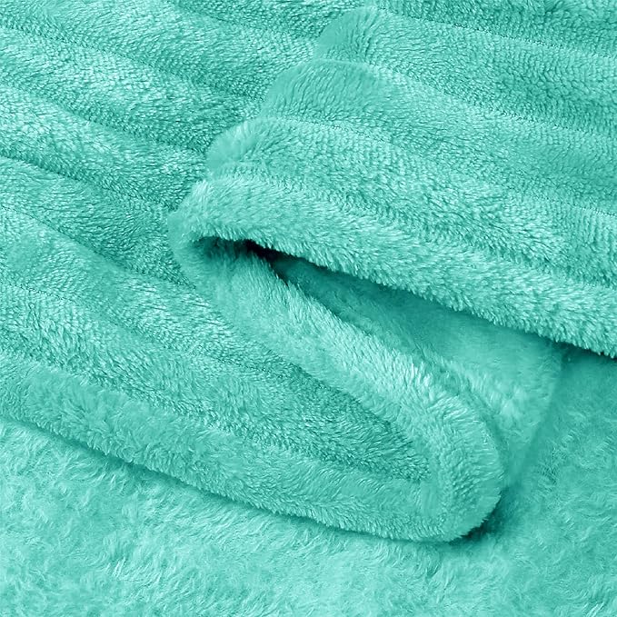 BEDELITE 3D Ribbed Jacquard Aqua Fleece Twin Blanket for Couch, 60x80 Inch | Soft Warm Fluffy Blanket for Bed Sofa College Dorm Room Decor, Luxury Cozy Plush Birthday Gifts for Women Girls, Lightweight