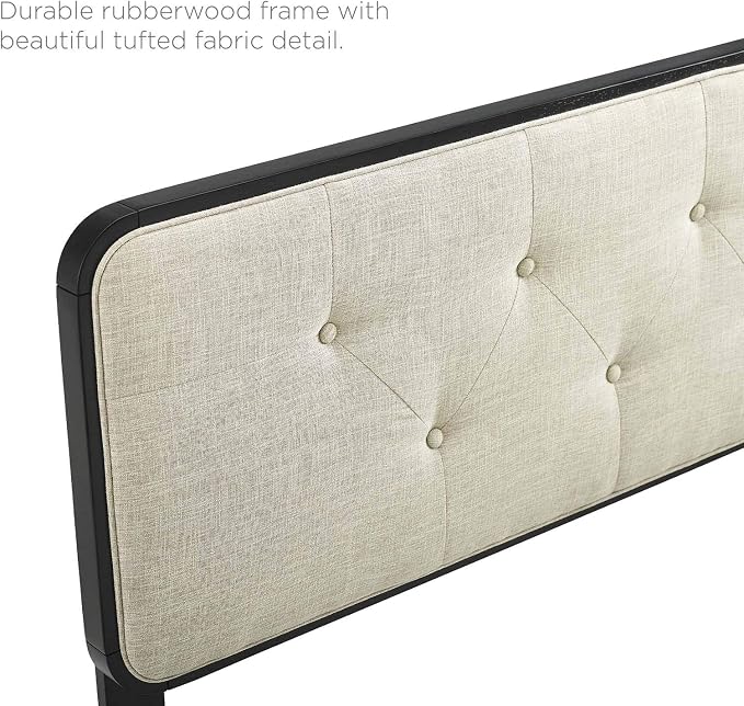 Modway MOD-6233-BLK-BEI Collins Tufted Full Fabric and Wood Headboard, Black Beige