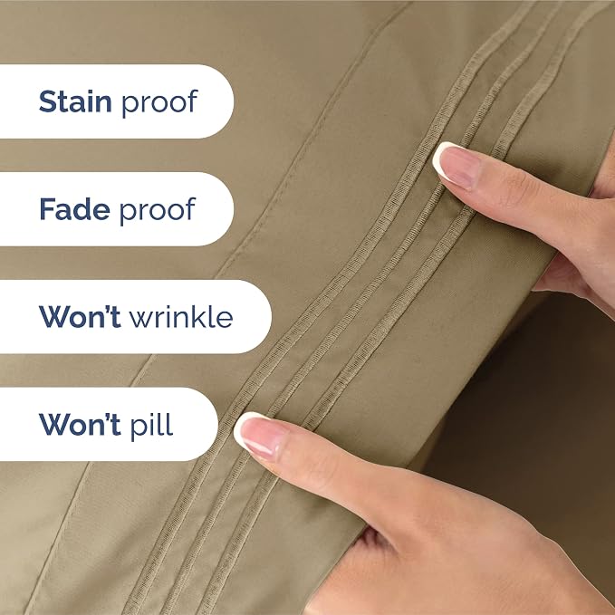 King Size 4 Piece Sheet Set - Ultra Soft & Cooling Sheets - Light Caramel | Fits 8 Inch to 16 inch Mattress, Wrinkle Free & Fade Resistant with Deep Pockets, Breathable, Comfy Hotel Luxury Bedding