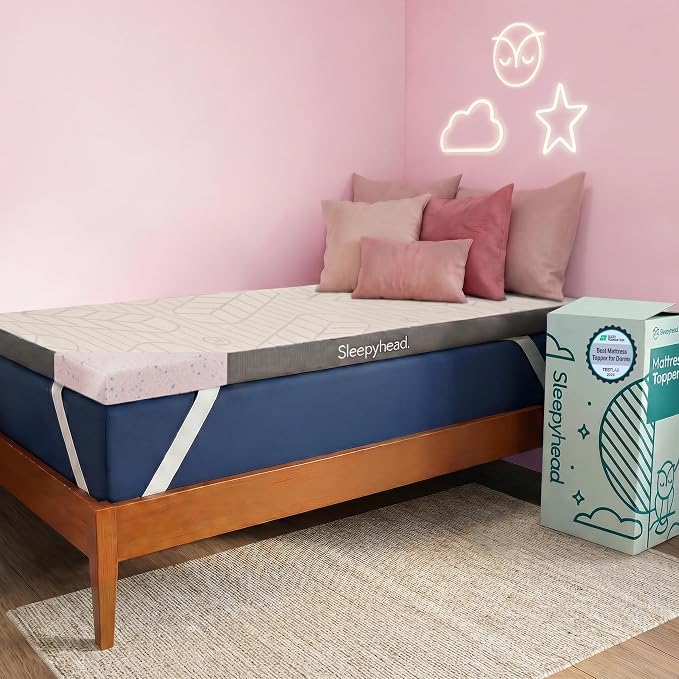 Sleepyhead Twin XL 3 Inch Mattress Topper Super, Thick Cooling Gel & Copper-Infused Memory Foam for College Dorm, Pressure Relief, Removable Washable Cover, CertiPUR-US Certified (XL Twin 3")
