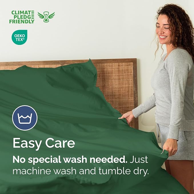 Full Flat Sheet - Single Top Flat Sheet Only - Cooling - Emerald Green | Hotel Luxury Top Flat Sheet Only, Ultra-Soft, Breathable & Cooling, Fade & Wrinkle Free, Easy-Care, Stain & Shrink Resistant