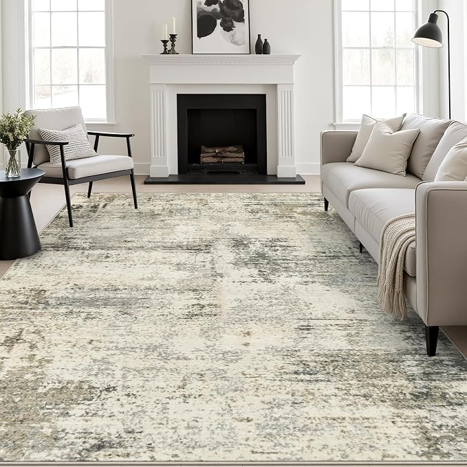 6x9 Area Rug Living Room: Modern Washable Soft Carpet Ash Brown | For Bedroom Dining Room Farmhouse Nursery Hallway Office,Modern Abstract,Machine washable,Non-Slip,Stain Resistant,Indoor
