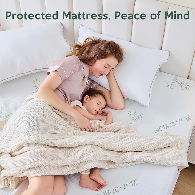 2 Pack King Mattress Protector, 100% Waterproof King Size Mattress Cover Protector, Cooling and Breathable Bed Pad Cover, Deep Pocket 8"-21"