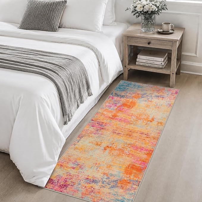 2x5 Washable Runner Rug：Modern Abstract Soft Carpet Galaxy Haze | For Hallway, Bedroom, Kitchen, Laundry, Bathroom,Door Mat,Modern Abstract,Machine washable,Non-Slip,Stain Resistant,Indoor