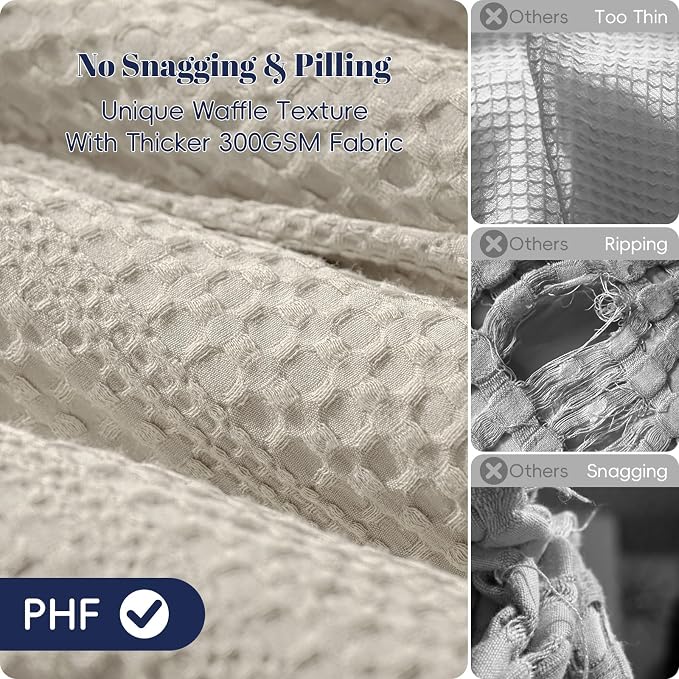 PHF Soft Waffle Duvet Cover Queen Size- Durable Breathable Waffle Weave Duvet Cover(90"x90") with 2 Pillow Shams, 3 Pieces Luxury Textured Bedding Set for All Season, Natural