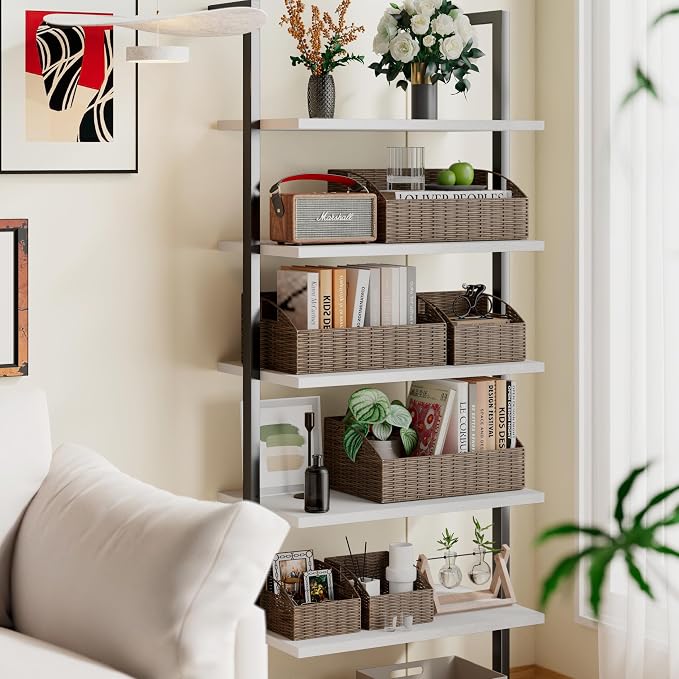 Pantry Baskets for Organizing, Wicker Basket Shelf Storage | Handwoven Pantry Organizers and Storage with Built-in Handles, Laundryroom Organization Storage Bins for Snack Cans