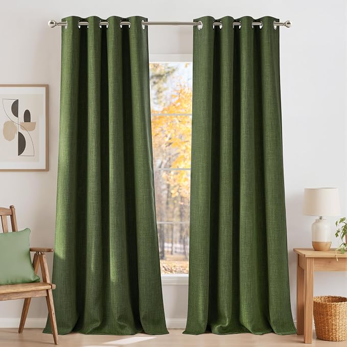 NICETOWN Greyish Green Curtains 84 inches Length for Living Room - Privacy Panels for Bedroom, Modern Farmhouse Style Home Decor Grommet Top, 2 Panels, W42 by L84