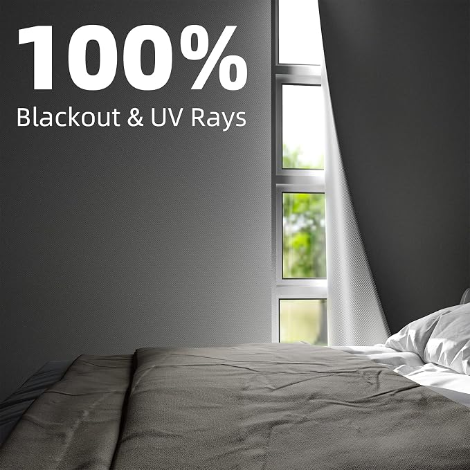 NIGHTON Portable Blackout Curtains 40"×60", Strong Hook and Loop Tape Strips with Adhesive, Cuttable Blackout Window Cover, 100% Black Out Material Blinds for Baby Nursery or Travel - White - 11