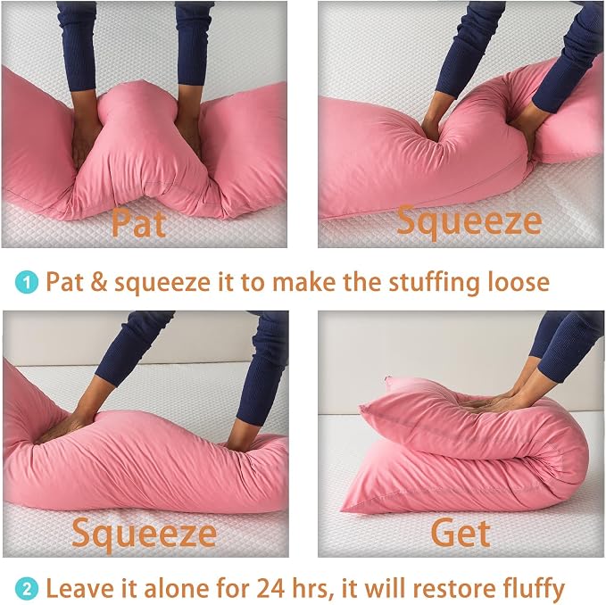 WhatsBedding Memory Foam Body Pillow with Cover, Long Bed Pillow for Adults | Breathable Zippered Cotton Cover,Long Pillow for Sleeping, Firm Pillow Fluffy Supportive for Side Sleepers